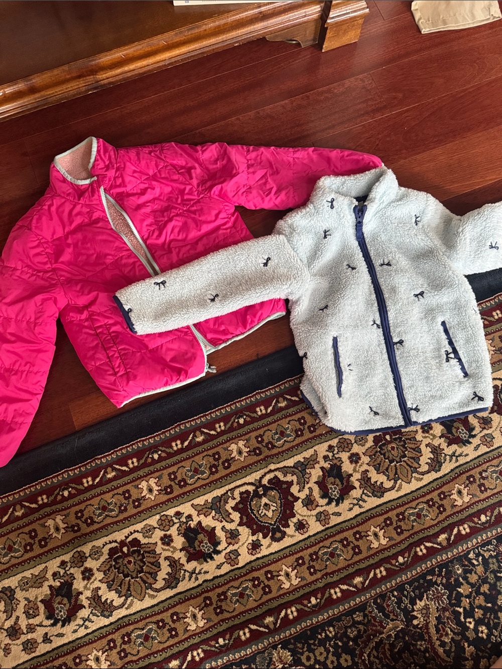 Cat & Jack Kids Reversible Hot Pink Puffer and Cream Sherpa Jacket Set 10/12